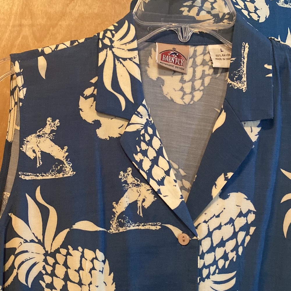 Barn Fly Blue Western Skirt Set; Sleeveless Top is L; Wrap Skirt is L